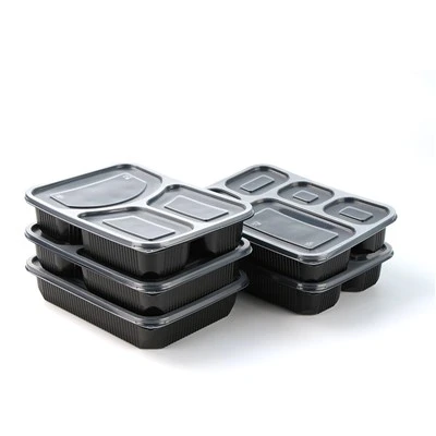 Verdeelde maaltijdvoorbereidingscontainers met platte deksels